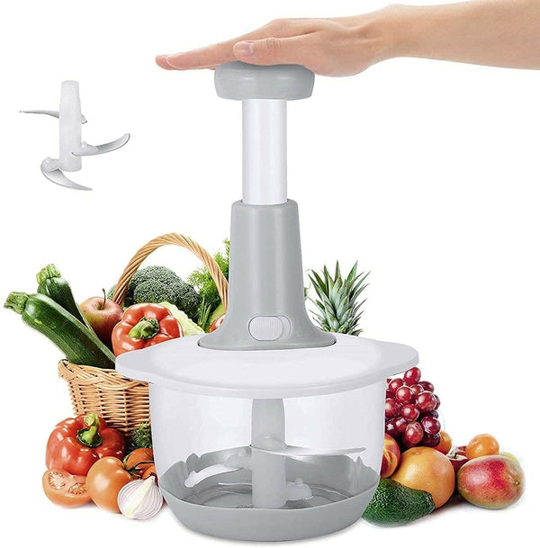 Multifunctional Manual Hand Push Chopper and Cutter For Vegetables & Meat 1.5L