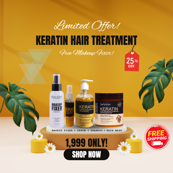 Deal of 3 Keratin Hair Treatment With Free Makeup Fixer!